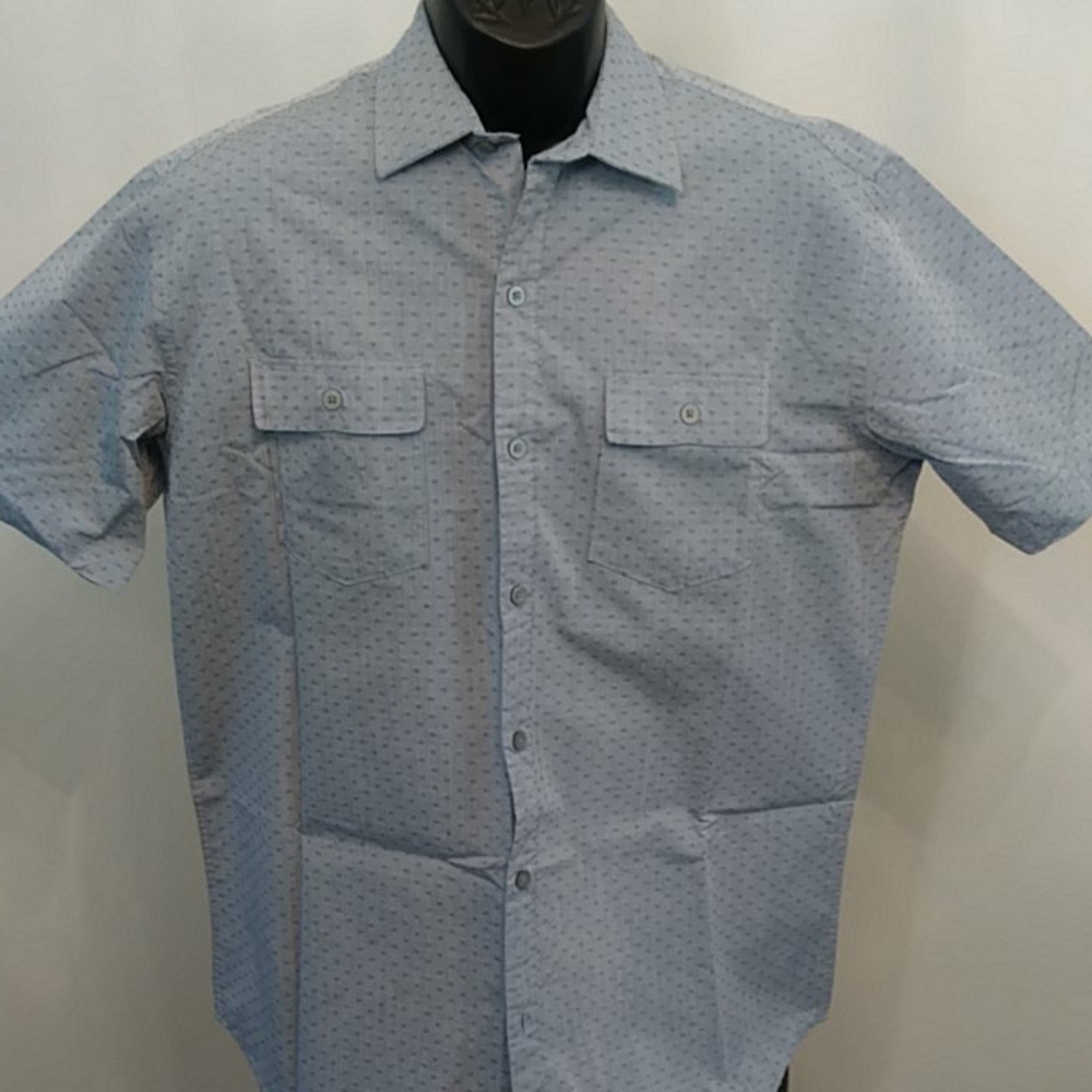 Van Heusen Men's Button Down Short Sleeve Blue Medium